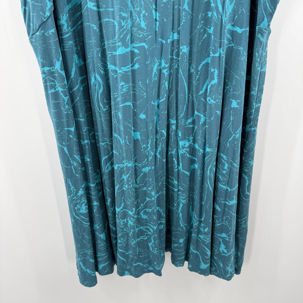 Athleta Dress Womens Size 3X Santorini Patterened Sleeveless Teal Marble Stretch - Picture 6 of 12